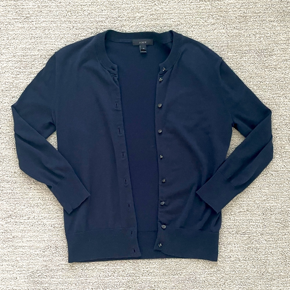 J Crew Women’s Navy Blue Cardigan Lightweight Minimalist Business Casual Spring